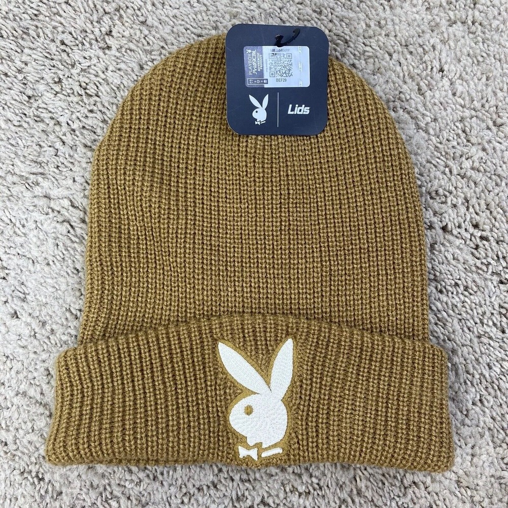 Playboy OG Beanie‎ Tan w/Cream Bunny Logo Collectible 2023 Cuffed Knit Cap NWT